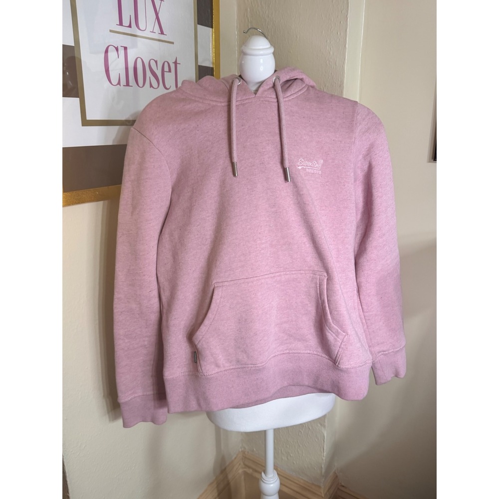 Superdry Orange Label Elite Pink Heathered Pullover Hoodie Sweatshirt Womens 6